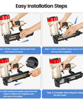 Easy installation steps for Heavy Duty 16 Gauge 1 Inch Wide Crown Pneumatic Stapler For Roofing And Lathing