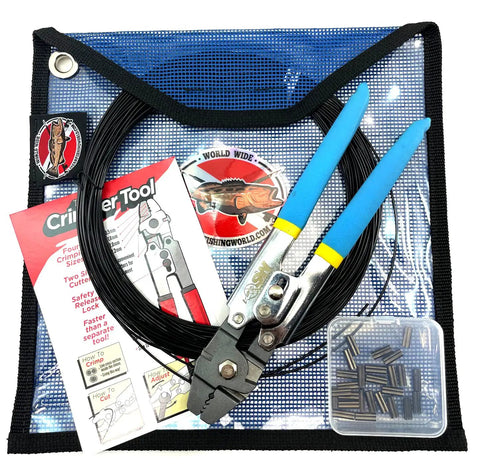 Spearfishing Line Rigging Kit With Crimping Tool Monofilament Line 100 Ft Black 250 Lb Double Copper Sleeves Boat Ready Repair Kit