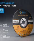 SATC 3-inch metal cut-off wheel, 25-pack, 1/16 x 3/8 in arbor for angle grinders