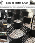 Permeable Geocell Grid System for Stabilization and Drainage with heavy-duty HDPE cells on gravel, installation guide inset images.