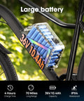 All Terrain Electric Mountain Bike With 1000W Peak Power, 20 mph Top Speed, 70 Mile Range, large battery detail