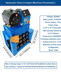 Professional Hydraulic Hose Crimping Machine Slick 0.55 To 2.72 Inch Electric Rubber Hose Press with specifications and dimensions.