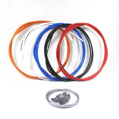 Various colored housings with Pro Grade Stainless Steel PTFE Coated Shift Cable And 2000Mm Cuttable Housing Kit For Shimano And SRAM Front And Rear Derailleurs Universal 4Mm Diameter Built For MTB And Road Ride Ready.