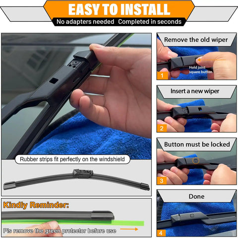 3 Pack Windshield Wiper Blades For Subaru Outback 2020 2025 26 Inch Driver Front Blade 18 Inch Passenger Front Blade 16 Inch Rear Blade All Weather OEM Quality Easy One Click Install step-by-step installation guide.