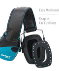 Impact Sport Electronic Shooting Earmuff With Sound Amplification Teal Color directional mics and snap-in ear cushions