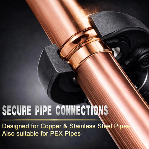 Heavy Duty 18V Cordless Electric Hydraulic Pipe Crimper With Three Jaws And Badass 32KN Force for secure copper pipe connections.