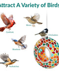 6 Inch Glass Mosaic Hanging Bird Feeder For Outdoors With Fly Through Opening Confetti Mosaic Colorful Backyard Feeder Attracts Cardinals Jays Finches And More