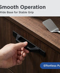 Hand pulling Two Pack Self Stick Cabinet Handles Matte Black Aluminum Alloy No Drill Adhesive Drawer Pulls