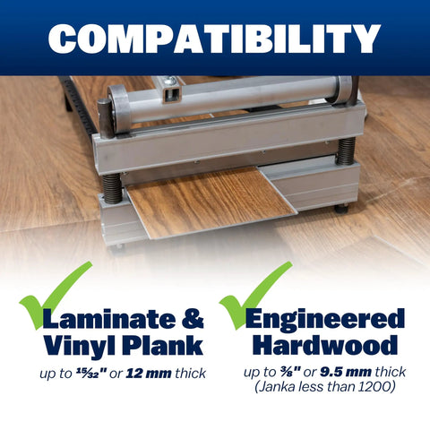 Ultra Lite Flooring Cutter showing laminate and engineered hardwood cutting capacity details.