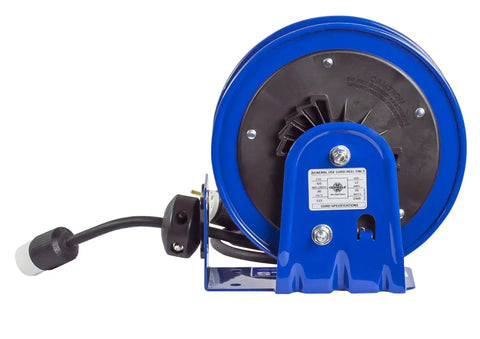 Heavy Duty 30 Foot Power Cord Reel With 12 AWG Cable Single Receptacle Retractable Electrical Reel for Garage Mount on Wall or Overhead