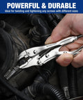 Mini 4 Inch Curved Jaw Locking Pliers With Wire Cutter Chrome Vanadium Steel Vise Grips For Clamping Twisting And Welding Jobs Heavy Duty Adjustable Locking Pliers Set in use on machinery cables
