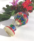 Totally Vintage Enamel Hot Air Balloon Jewelry Box With Rhinestones, Decorative Trinket Storage Container, Eco Friendly Alloy Craft