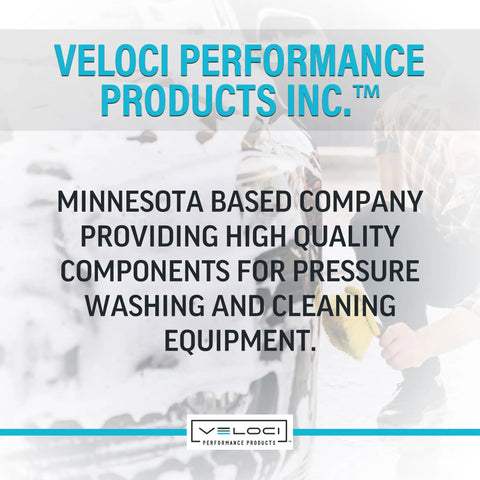 Veloci Performance Products Inc. information graphic with person using cleaning equipment