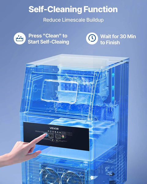 Rock Solid Commercial Ice Maker, Drip Free Self Cleaning LED Interface with self-cleaning feature demonstration