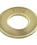 Close-up of a 7/16 Inch Flat Washer Set Grade 8 SAE Thru Hardened Steel Yellow Zinc 100 Pack Heavy Duty High Strength Washers For Mechanical Assemblies