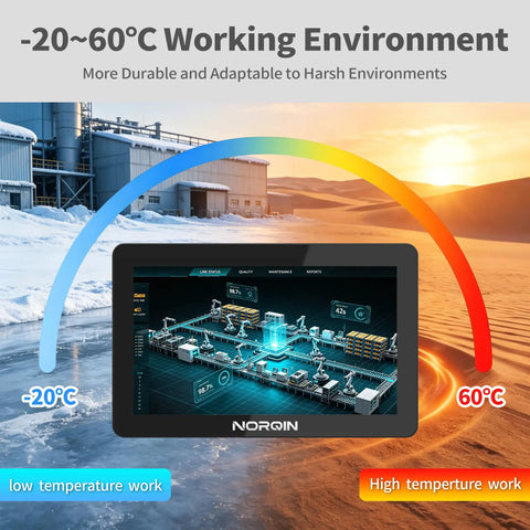 Heavy Duty 27 Inch Full Hd Industrial Touchscreen Monitor With Plug And Play Embedded Pc displaying temperature range for harsh environments.