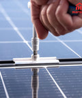 10 Pcs Solar Panel Clamps For Unistrut System And Mounting Bracket Kit being installed on roof with a hand using a tool