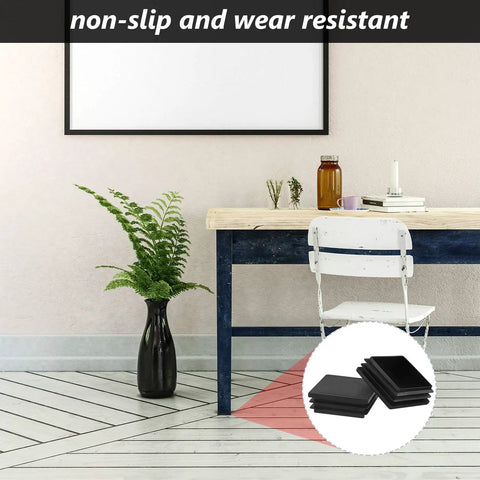 20 Pack 2 Inch Square Tube End Caps Plastic Plugs For Post Fence Pipe Cover Chairs, PE plastic caps near table and chair