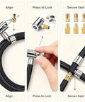20 Inch Tire Inflator Hose With Lock Air Chuck Convert Nuts Presta Adaptor For Air Comp Schrader Converts To Lock Connection on braided hose