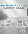 Image showing two flat drain hair catcher stickers, one with water flowing over, emphasizing Fifty Pack Disposable Shower Drain Hair Catcher Stickers With Tough Adhesive Mesh Filter Snags Up Strand And Gunk Before Clogging Pipes Keeps Your Bathroom Sink Runnin Smooth And Clear.