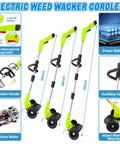 Cordless Weed Wacker 12V Battery Powered With 65 Inch Adjustable Pole Lightweight 3.72 Lb Grass Trimmer Edger Mower All In One Yard Tool