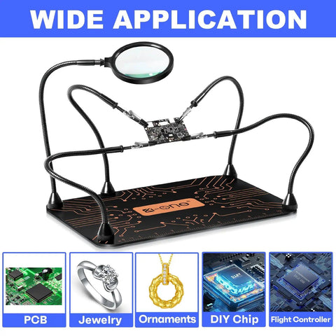 Must Have Helping Hands Soldering Station With 5X Magnifying Glass, Third Hand Soldering Tool And Holder With Four Adjustable Magnetic Supports