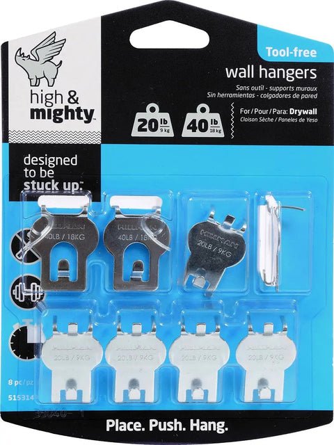 Picture Hanger Value Pack Easy Tool Free Drywall Hangers For Artwork Photos And Mirrors Holds Up To 20 To 40 Lbs Per Hook 8 Pack