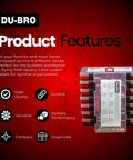 Stacked view of All-In-One 4-40 Hardware Kit With 228-Piece Fastener Set in a color-coded plastic case with product features.