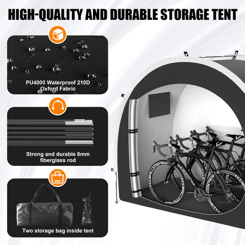 39.4 Inch Wider All Weather Outdoor Storage Shed Tent For Bikes And Motorcycles with waterproof fabric and bike storage