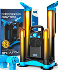Badass Upgraded Boot Dryer For Work Boots And Training Shoes With Integrated Ozone Deodorizer And Rapid Heat Circulation shown with accessories.