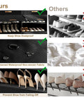 Comparison of 54-Pair Shoe Storage Cabinet With Door And Cover 2 By 9-Tier Space Saving Plastic Shoe Rack Organizer, highlighting features.