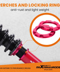 Coilovers For Honda Accord 1990-1997 Dx Ex Lx CB7 CD5 CD7 And Acura CL 1997-1999 Height Adjustable Suspension Struts with red locking rings