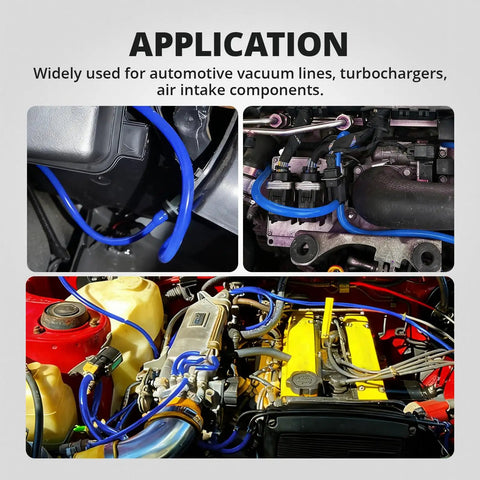 Blue Silicone Vacuum Tubing Hose Line Kit 10 Ft Each Size 5/32 1/4 5/16 1/2 Inch Max 130 PSI Food Grade Pure Rubber For Car Mods And Custom Builds installed in engine bays