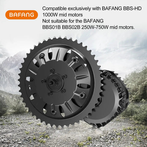 46T 16.5mm Offset Chainring For BBS-HD Mid Drive Kit, 1000W Ebike Conversion Part displayed with mountainous backdrop