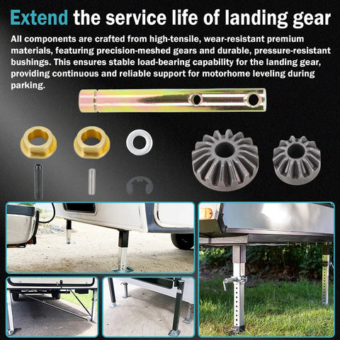 Power Landing Gear Repair Kit For 5th Wheel RV Follow Leg Replacement with durable components for stable leveling.