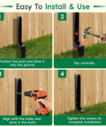 Installation steps for Battle Ready Four Pack Fence Post Repair Kit With One Piece Galvanized Steel Anchors And Rust Resistant Stakes.