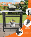 Stainless Steel Pizza Oven Table For Ooni And Other Grills Heavy Duty Outdoor Grill Cart With Wheels And Handle 32 By 24 Inch