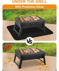 Comparison of outdoor grill with and without Large 24 By 31 Inch Heat Resistant Grill Mat For Countertops And Tables protecting the surface.
