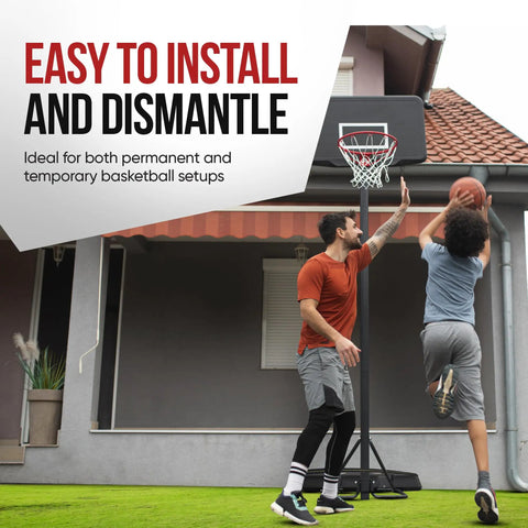 Heavy Duty Basketball Hoop Anchor Tie Down Kit for Secure Court Setup, easy installation, outdoor play scene
