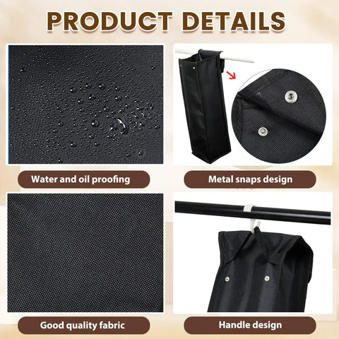 Close-up view of Waterproof Grill Utensil Storage Bags Set Of 2 For BBQ Tools Foldable Oxford Cloth Pouches showing fabric and snap design.