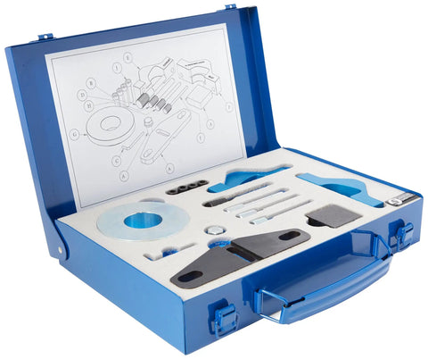 Premium Hella Durable Cam Belt Timing Tool Kit For Ford 1.0 Liter Ecoboost Engine Handles Turbocharged Gtdi Service Smooth As Butter Fits Focus Fiesta Cmax Bmax Connect Autos in blue case with tools.