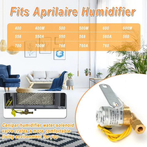 4040 Humidifier Water Solenoid Valve Replacement For Aprilaire Whole House Humidifier Series 400 400M 500 500M 600 600M