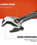12 Inch Wide Jaw Adjustable Wrench With Micro Serrations For A Tighter Grip And 4x Torque, larger knurl detail