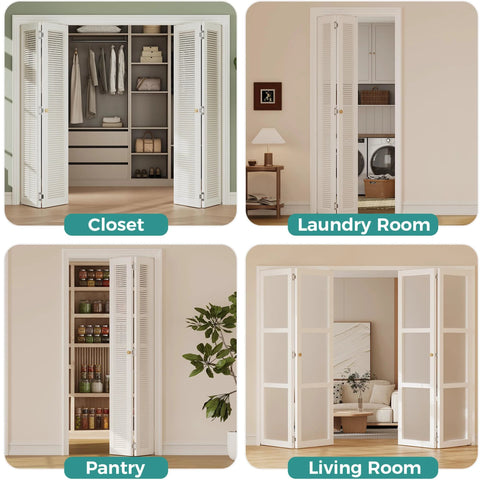 12-Piece Bifold Door Hardware Kit For 1-Inch Track Replacement Includes Top And Bottom Brackets, Top Guide Wheels, Pivots in various rooms