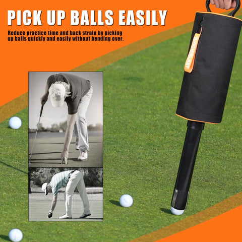 Portable Shag Bag for Golf Balls With Removable Tube Holds Up To 70 Balls Lightweight Ball Retriever For Easy Pickup And Practice Orange