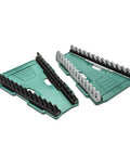 13 Slot Reversible Wrench Rack Set Two Pack holds SAE and metric wrenches up to 1 inch 25mm with space saving adjustable design