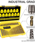 35 Piece Screw Extractor Set With Left Hand Drill Bits and Multi Spline Extractors for Removing Broken Bolts and Stripped Screws