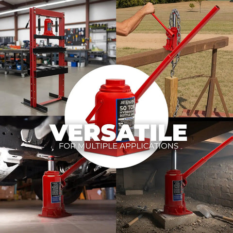 Built Tough 50 Ton Hydraulic Bottle Jack With 100000 Lb Capacity, Low Profile Axle Lift For Big Rig Trucks Buses Trailers And Farm Equipment, Rock Solid Workhorse