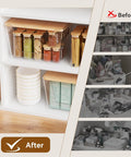 Stackable Pantry Organizers With Bamboo Lids And Clear Bins For Fruits And Vegetables Extra Large Capacity for tidy shelf storage.