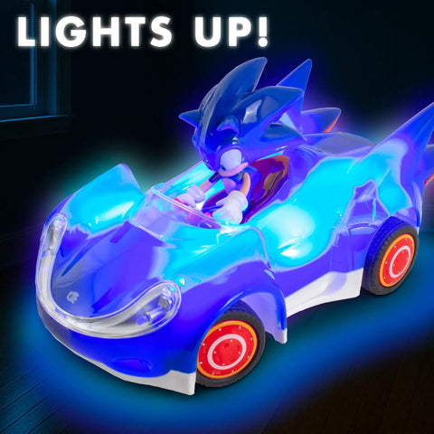 Sonic Glow Racer RC Car Ready To Run One Twenty Eight Scale Remote Control Vehicle With Light Up Body That Glows As It Zooms Along
